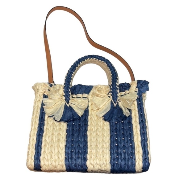 Blue Satchel Emei Straw Paper Satchel in Charcoal Blue Vince Camuto - Picture 2 of 8